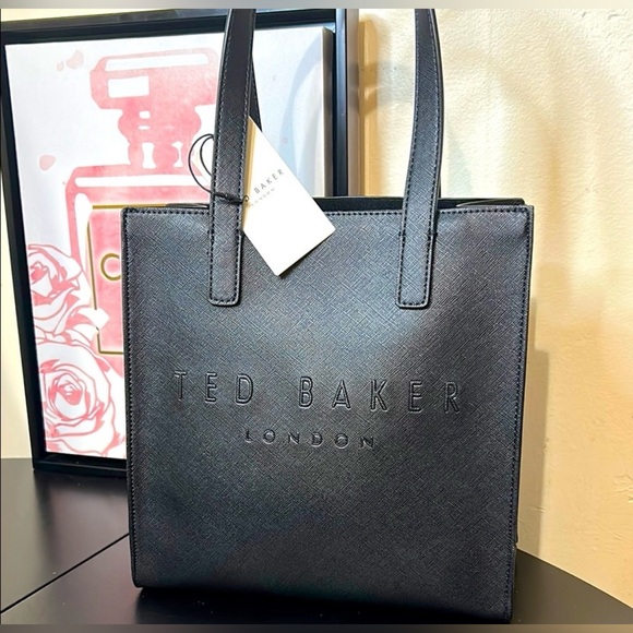 Ted Baker London Handbags - Ted Baker London NWT “The Icon” Embossed Logo Black Shoulder Bag/Tote Sleek